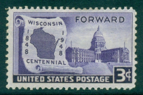 USA-1948-Sc957-Wisconsin-Centennial-MLH-lot33451