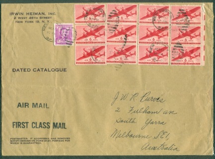 USA-1949-6c-Airmail-12x-multifranking-to-Australia-First-Class-cover-XL