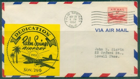 USA-1952-6c-Airmail-Palm-Springs-Airport-dedication-cover