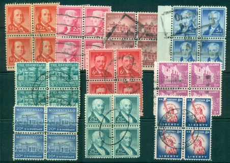 USA-1954-58-Sc1030-Liberty-Issue-Assorted-Blocks-FU-10-lot33672