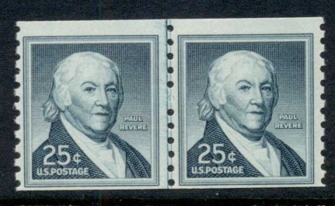 USA-1954-80-Sc1059a-Paul-revere-25c-Line-coil-pr-MUH