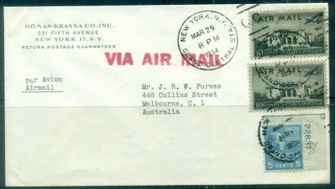 USA-1954-Airmail-corner-card-Homan-Krassa-to-Australia-cover