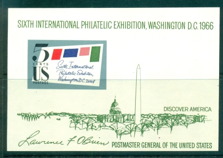 USA-1966-Sc1311-Sixth-International-Philatelic-Exhibition-MS-MUH-lot33336