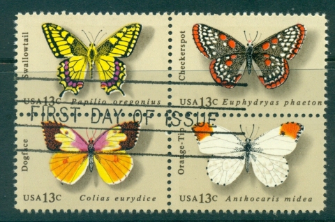 USA-1977-Sc1712-15-Butterflies-Blk-FU-lot33664