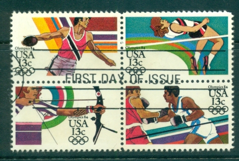 USA-1984-Sc1433-36-Summer-Olympics-Blk-4-FU-lot33667