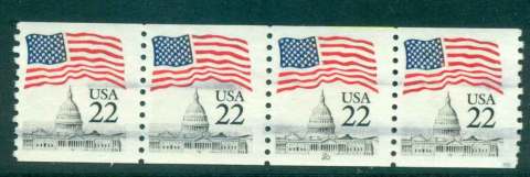 USA-1985-Sc2115-22c-Flag-over-Capitol-Dome-Coil-P20-Str-4-FU-lot47373