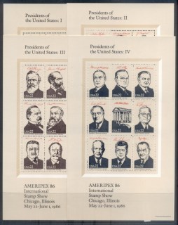 USA-1986-Presidents-of-the-Usa-4xsheetlets-MUH