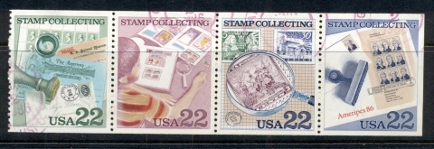 USA-1986-Sc2198-2201-Stamp-Collecting-Month-booklet-pane-FU