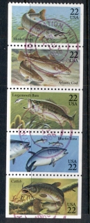 USA-1986-Sc2205-09-Fish-booklet-pane-FU