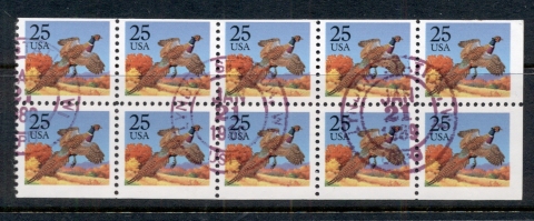 USA-1987-Sc2283-Pheasant-booklet-pane-FU