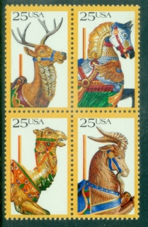 USA-1988-American-Folk-Art-Carousel-Animals-MUH