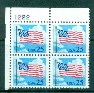 USA-1988-Sc2278-25c-Flag-P1222-Blk-4-MUH-lot47450