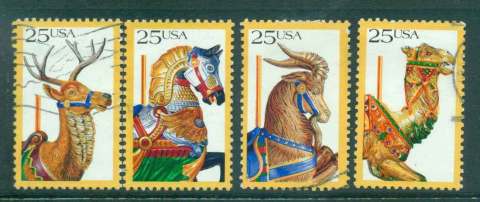 USA-1988-Sc2390-3-Carousel-Animals-FU-lot47415