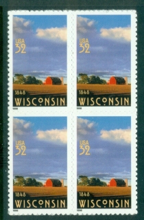 USA-1988-Sc3206-Wisconsin-Statehood-Blk-4-MUH-lot33764