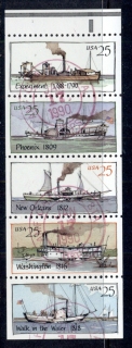 USA-1989-Sc-2405-09-Steamboats-booklet-pane-FU