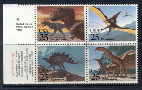 USA-1989-Sc2422-5-Prehistoric-Animals