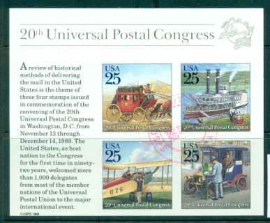 USA-1989-Sc2438-20th-UPU-Congress-IMPERF-MS-FU-lot47503