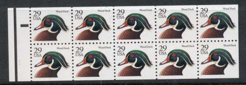 USA-1991-95-Sc2484-Wood-Duck-booklet-pane-MUH