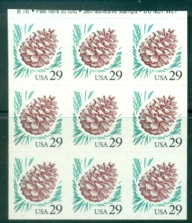 USA-1991-Pine-Cone-booklet-block-9-MUH