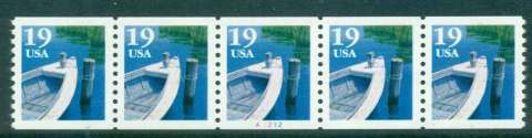 USA-1991-Sc2529-19c-Fishing-Boat-Coil-TyI-PA1212-Str-5-MUH-lot47581