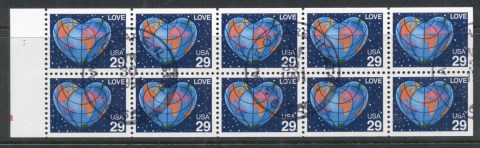 USA-1991-Sc2536-Love-Globe-booklet-pane-FU