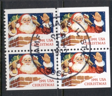 USA-1991-Sc2581-Xmas-Santa-in-Chimney-booklet-pane-4-FU