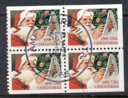 USA-1991-Sc2582-Xmas-Santa-checking-list-booklet-pane4-FU