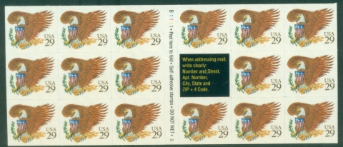 USA-1992-Eagle-PS-booklet-pane-brown-MUH