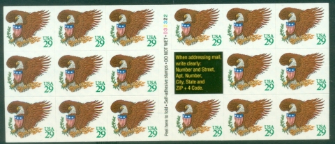 USA-1992-Eagle-PS-booklet-pane-green-MUH