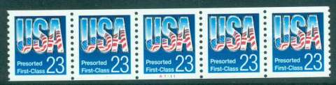 USA-1992-Sc2606-USA-Flag-Coil-PA1111-Str-5-MUH-lot47671