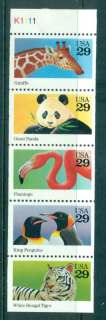 USA-1992-Sc2705-9-Wild-Animals-Booklet-Pane-PK1111-MUH-lot47626