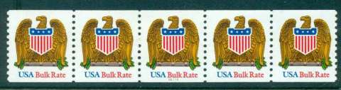 USA-1993-Sc2603-Eagle-Shield-USA-Bulk-Rate-org-yel-Coil-P11111-Str-5-MUH-lot47608