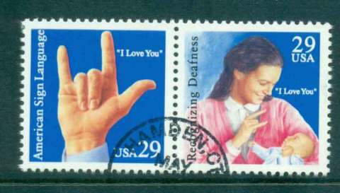 USA-1993-Sc2783-4-American-Sign-Language-pr-FU-lot48448