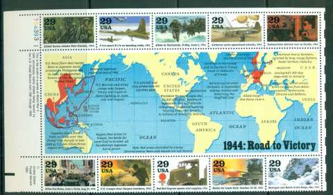 USA-1994-Sc2838-World-war-II-Road-to-Victory-Sheetlet-MUH-lot55488