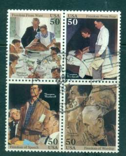 USA-1994-Sc2840-Norman-Rockwell-Blk-4-ex-MS-FU-lot47788