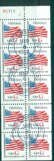 USA-1994-Sc2885a-Old-Glory-Red-G-PK1111-Booklet-Pane-FU-lot47831