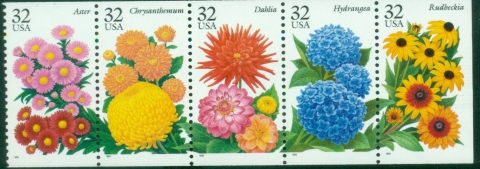 USA-1995-Garden-Flowers-booklet-pane-MUH