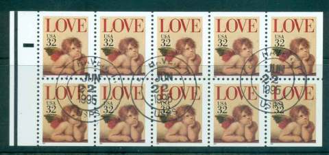 USA-1995-Sc2959-32c-Love-Cherub-Booklet-Pane-FU-lot47977