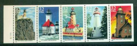 USA-1995-Sc2969-73-Great-Lakes-Lighthouses-Pane-5-MUH-lot55619