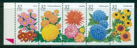 USA-1995-Sc2993-97-Garden-Flowers-Pane-5-MUH-lot55621