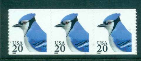 USA-1996-Sc3053-20c-Blue-jay-Coil-PNS111-Str-3-MUH-lot48185