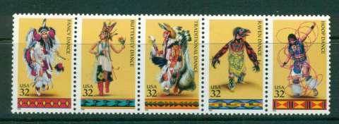 USA-1996-Sc3072-76-American-Indian-dances-Str-5-MUH-lot55668