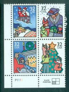 USA-1996-Sc3108-11-Xmas-Scenes-PP111-Blk-4-MUH-lot48174