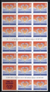 USA-1997-Sc3124-Love-Swan-55c-booklet-pane-MUH