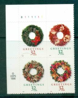 USA-1998-Sc3249-52-Xmas-Wreaths-23x30mm-Blk-4-MUH-lot55824