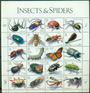 USA-1999-Insects-Spiders-Pane-MUH-XL-Shipping