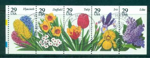 USA-1999-Sc2760-4-Garden-Flowers-Booklet-pane-FU-lot47700