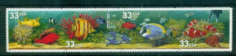 USA-1999-Sc3317-20-Aquarium-Reef-Fish-Str-4-MUH-lot55885