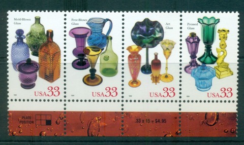 USA-1999-Sc3325-28-American-Glass-Str-4-MUH-lot55894