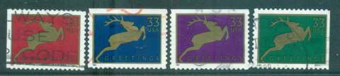 USA-1999-Sc3360-3-Xmas-Deer-ex-Booklet-FU-lot48659